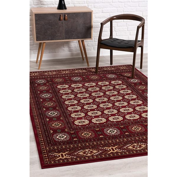 Rug Branch Traditional Persian Chobi Red Beige Indoor Runner Rug - 3x8