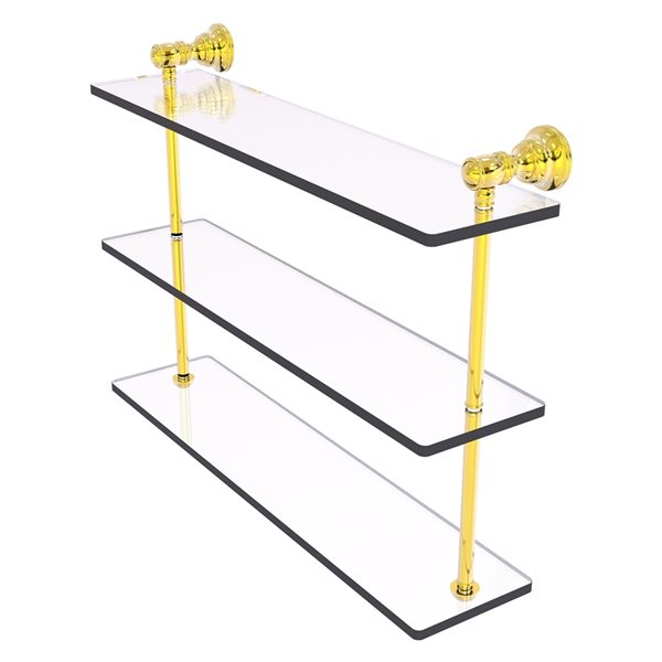 Allied Brass Carolina Polished Brass 3-Tier Glass Wall Mount Bathroom Shelf