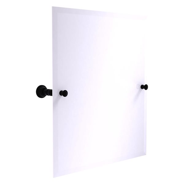 Allied Brass Carolina 21.8-in Matte Black Rectangular Frameless Bathroom Mirror