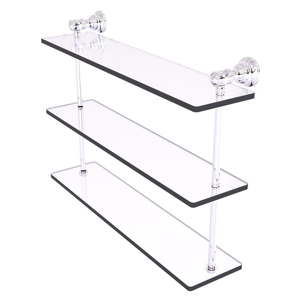 Allied Brass Carolina Polished Chrome 3-Tier Glass Wall Mount Bathroom Shelf