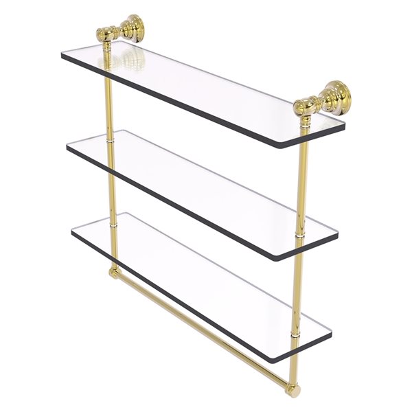 Allied Brass Unlacquered 3-Tier Brass Wall Mount Corner Bathroom Shelf  (8-in X 15-in X 8-in) in the Bathroom Shelves department at