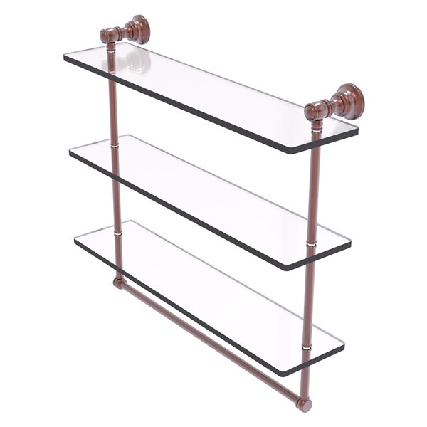 Allied Brass Carolina 22-in Antique Copper 3-Tier Glass Wall Mount Bathroom Shelf