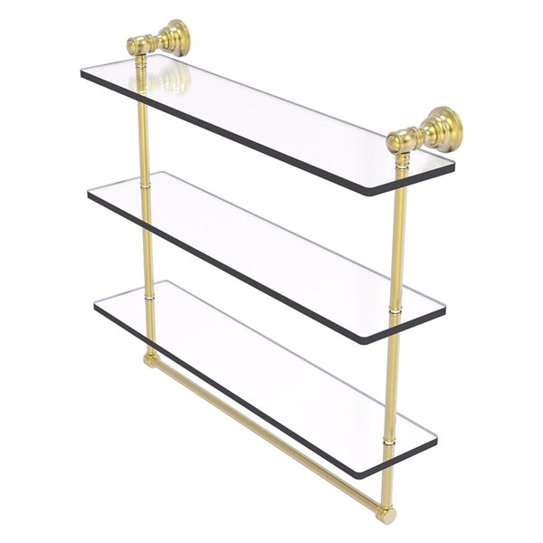 Allied Brass Carolina 22-in Satin Brass 3-Tier Glass Wall Mount Bathroom Shelf