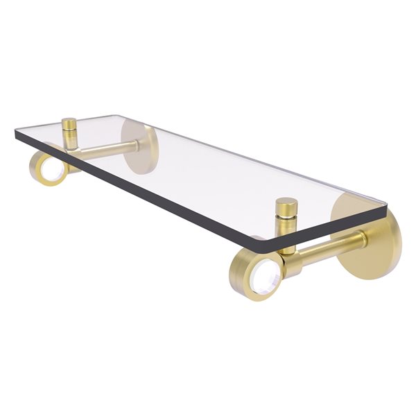 Allied Brass Clearview Satin Brass 1-Tier Glass Wall Mount Bathroom Shelf