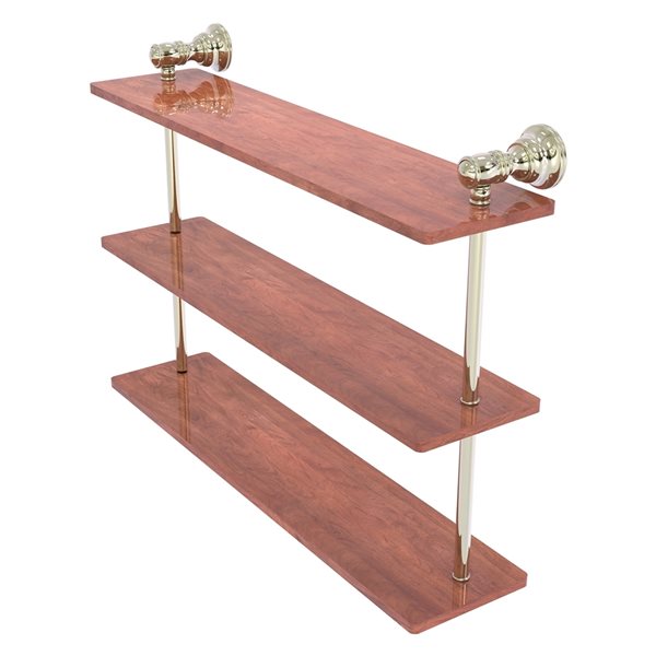 Allied Brass Carolina Polished Nickel 3-Tier Wood Wall Mount Bathroom Shelf