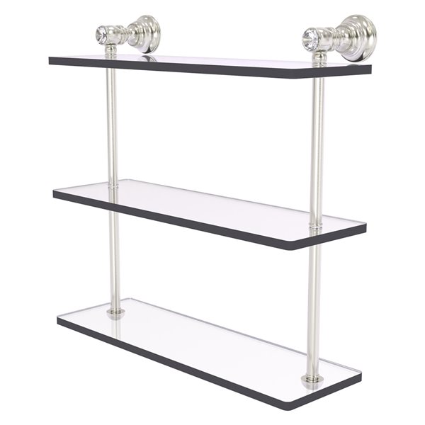 Allied Brass Carolina Crystal Satin Nickel 3 Tier Glass Wall Mount Bathroom Shelf Rona