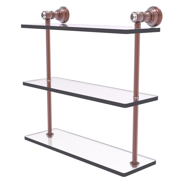 Allied Brass 22 in. L x 18 in. H x 5 in. W 3-Tier Clear Glass Bathroom Shelf  with Towel Bar in Satin Nickel NS-5/22TB-SN - The Home Depot