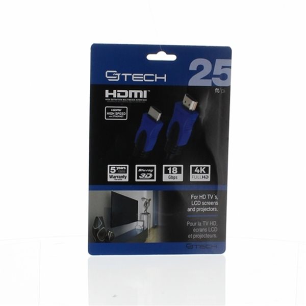 CJ Tech 4K 3D HDMI 2.0 Cable with Ethernet - 25ft