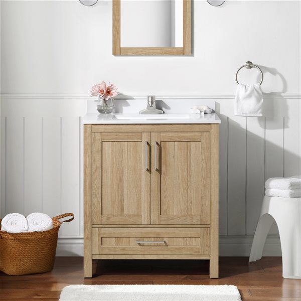 White Oak Single Sink Bathroom Vanity, Ove Decors 30 Inch White Vanity Unit