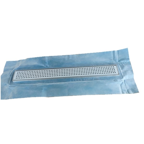 Drain de douche linéaire Tooltech Xpert rectangulaire de 24 po en acier inoxydable avec grillage à trous carrés