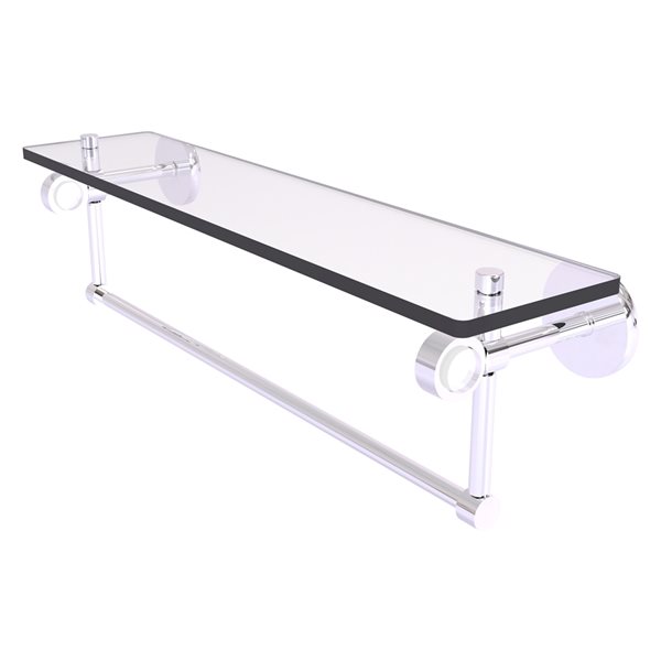 Allied Brass Clearview 22-in Glass Wall Mount Shelf with Towel Bar - Polished Chrome