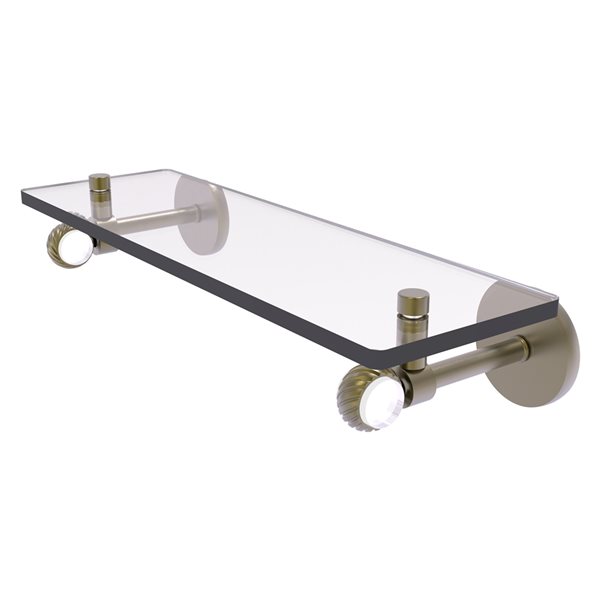 Allied Brass Clearview 16-in Glass Wall Mount Shelf with Twisted Accents - Antique Brass