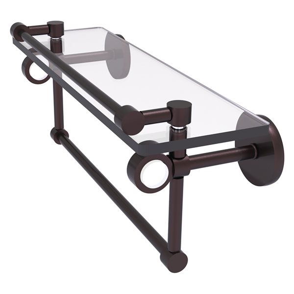 Allied Brass Clearview 16-in Glass Wall Mount Shelf with Gallery Rail and Towel Bar - Antique Bronze