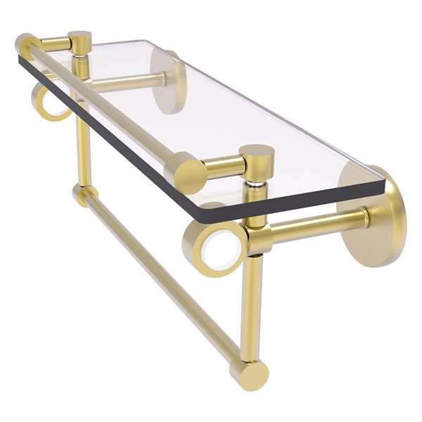 Allied Brass Clearview 16-in Glass Wall Mount Shelf with Gallery Rail and  Towel Bar - Satin Brass