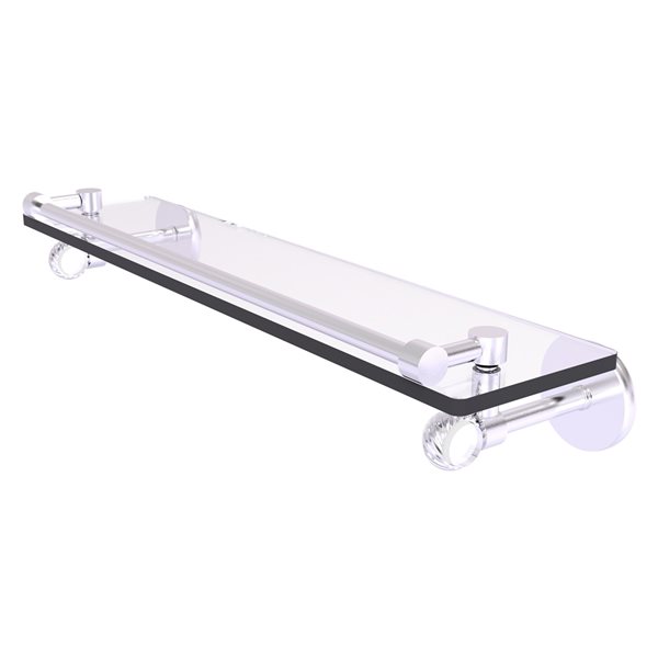 Allied Brass Clearview 22-in Wall Mount Gallery Rail Glass Shelf with Twisted Accents - Satin Chrome