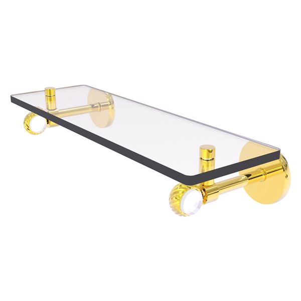 Allied Brass Clearview 16-in Glass Wall Mount Shelf with Twisted Accents - Polished Brass
