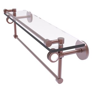 Allied Brass Clearview 22-in Glass Wall Mount Gallery Shelf with Towel Bar and Dotted Accents - Antique Copper
