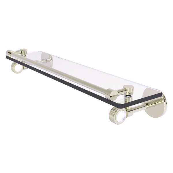 Allied Brass Clearview 22-in Wall Mount Gallery Rail Glass Shelf with Grooved Accents - Polished Nickel