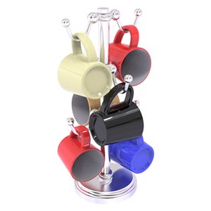 Allied Brass Chrome Countertop Coffee Mug Holder for 6 Mugs with Twisted Details