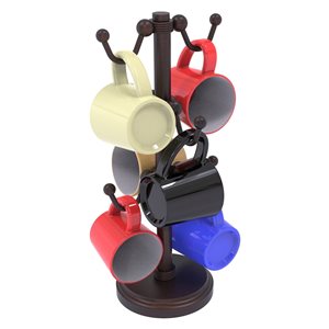 Allied Brass Bronze Coffee Mug Holder for 6 Mugs with Grooved Details