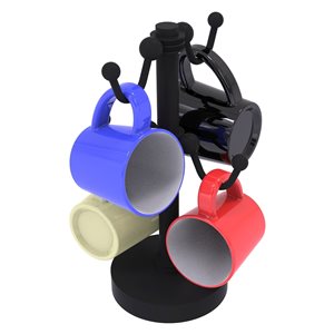 Allied Brass Black Countertop Coffee Mug Holder for 4 Mugs with Dotted Details