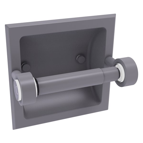Allied Brass Clearview Matte Grey Recessed Double Post Toilet Paper Holder