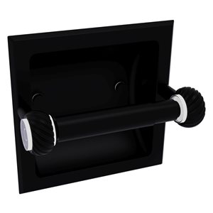 Allied Brass Clearview Matte Black Double Post Recessed Toilet Paper Holder