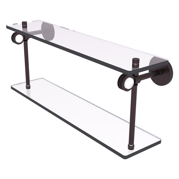 Allied Brass Clearview Wall Mount Antique Bronze and Glass 2-Tier Bathroom Shelf