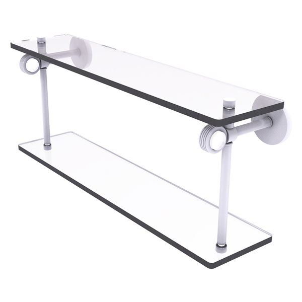Allied Brass Clearview 2-Tier Matte White and Glass Wall Mount Bathroom Shelf