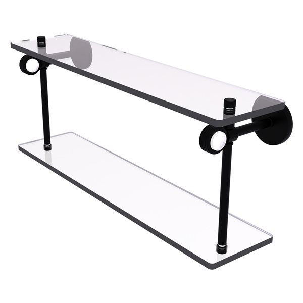 Allied Brass Clearview 2-Tier Glass and Matte Black Wall Mount Bathroom Shelf