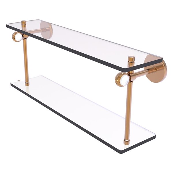 Allied Brass Clearview Wall Mount 2-Tier Glass and Brushed Bronze Bathroom Shelf