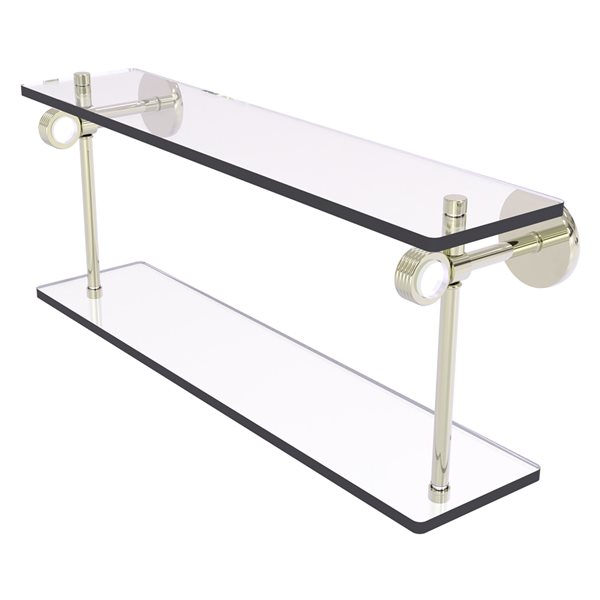 Allied Brass Clearview 2-Tier Glass and Polished Nickel Wall Mount Bathroom Shelf