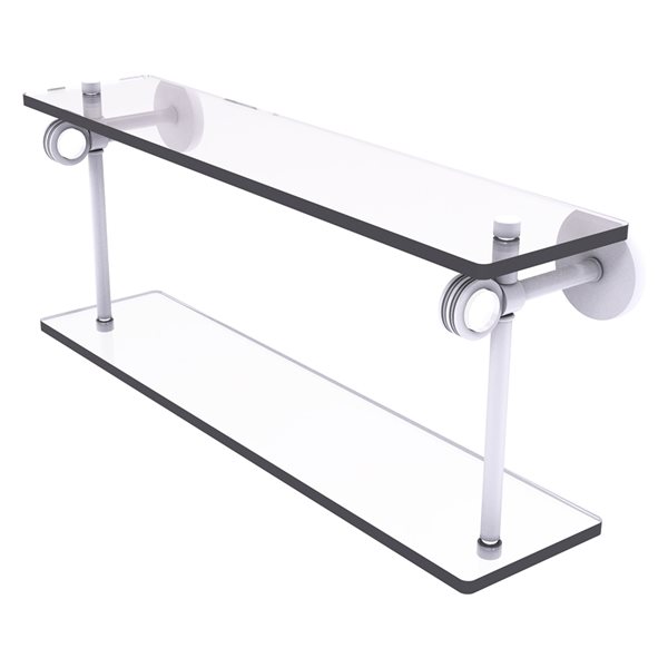 Allied Brass Clearview 2-Tier Glass and Matte White Wall Mount Bathroom Shelf