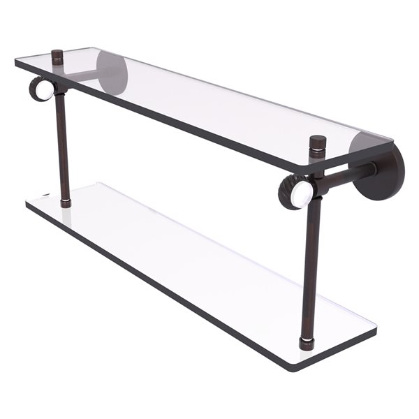 Allied Brass Clearview Wall Mount 2-Tier Glass and Venetian Bronze Bathroom Shelf