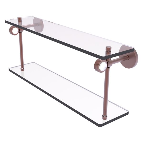 Allied Brass Clearview 2-Tier Glass and Antique Copper Wall Mount Bathroom Shelf