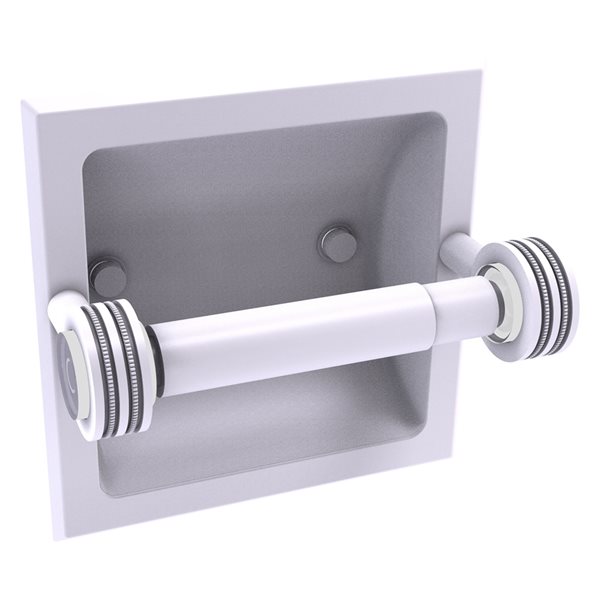 Allied Brass Clearview Recessed Double Post Matte White Toilet Paper Holder