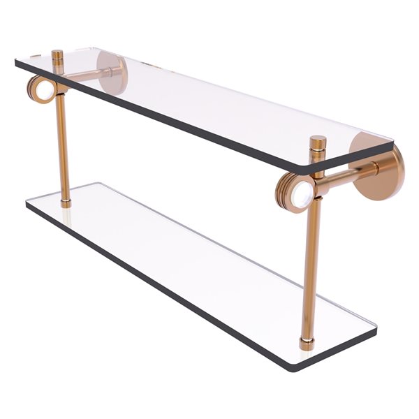 Allied Brass Clearview Wall Mount Brushed Bronze and Glass 2-Tier Bathroom Shelf