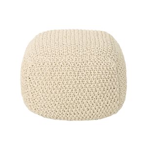 Best Selling Home Decor Pim Knitted Cotton Pouf, Beige