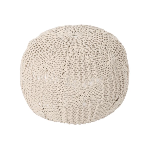 Best Selling Home Decor Anouk Knitted Cotton Pouf, Beige