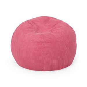 Best Selling Home Décor Kenli 3-ft Modern Corduroy Beanbag, Pink Rose