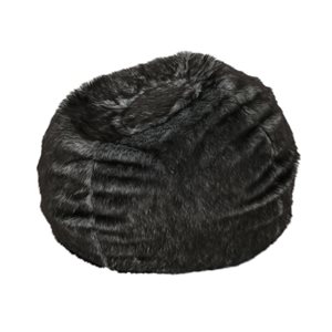 Best Selling Home Décor Sona 3-ft Faux Fur Beanbag, Black Grey