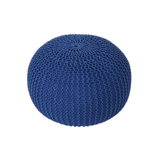 Best Selling Home Decor Abena Knitted Cotton Pouf, Navy