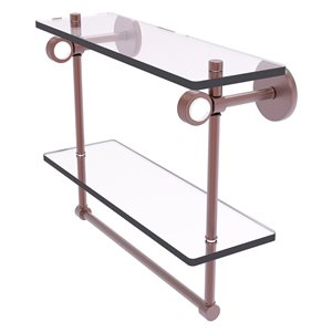 Allied Brass Clearview 16-in Antique Copper 2-Tier Glass Wall Mount Bathroom Shelf