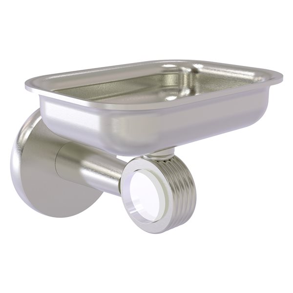 Allied Brass Clearview Satin Nickel and Brass Soap Dish with Grooved Accents