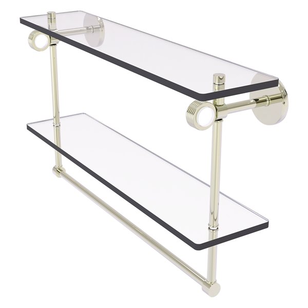 Allied Brass Clearview 22-in 2-Tier Glass Wall Mount Bathroom Shelf - Polished Nickel