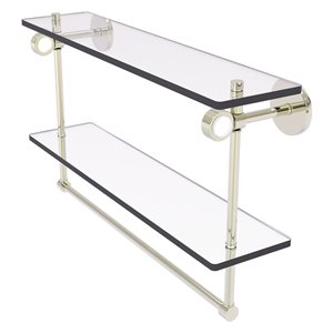 Allied Brass Clearview 22-in 2-Tier Glass Wall Mount Bathroom Shelf - Polished Nickel