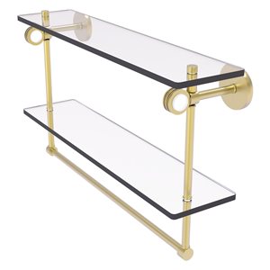Allied Brass Clearview 22-in Satin Brass 2-Tier Glass Wall Mount Bathroom Shelf