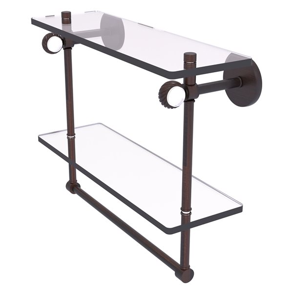 Allied Brass Clearview 16-in 2-Tier Glass Wall Mount Bathroom Shelf in Venetian Bronze