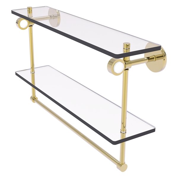 Allied Brass Clearview Unlacquered Brass 2-Tier Glass Wall Mount Bathroom Shelf