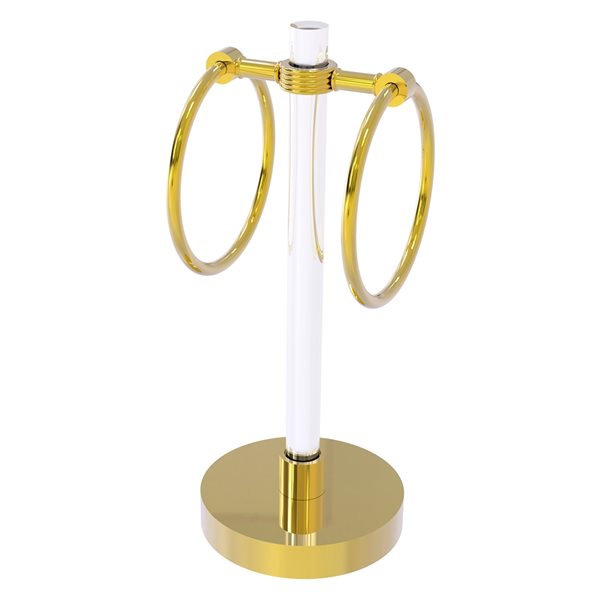 Allied Brass Clearview Polished Brass Freestanding Countertop Towel Ring with Grooved Accents